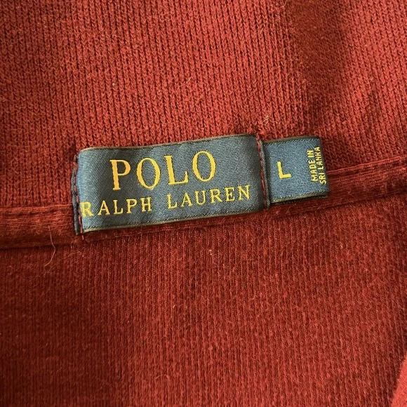 POLO by ralph Lauren men’s size large maroon quarter zip cotton sweater - Picture 3 of 4